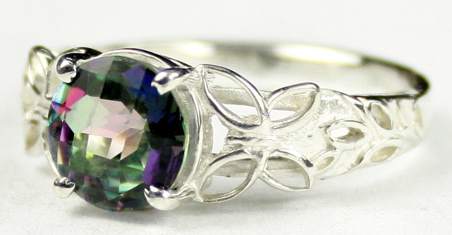 SR292, 2ct round Mystic Fire Topaz set in a Sterling SIlver Butterfly Ring