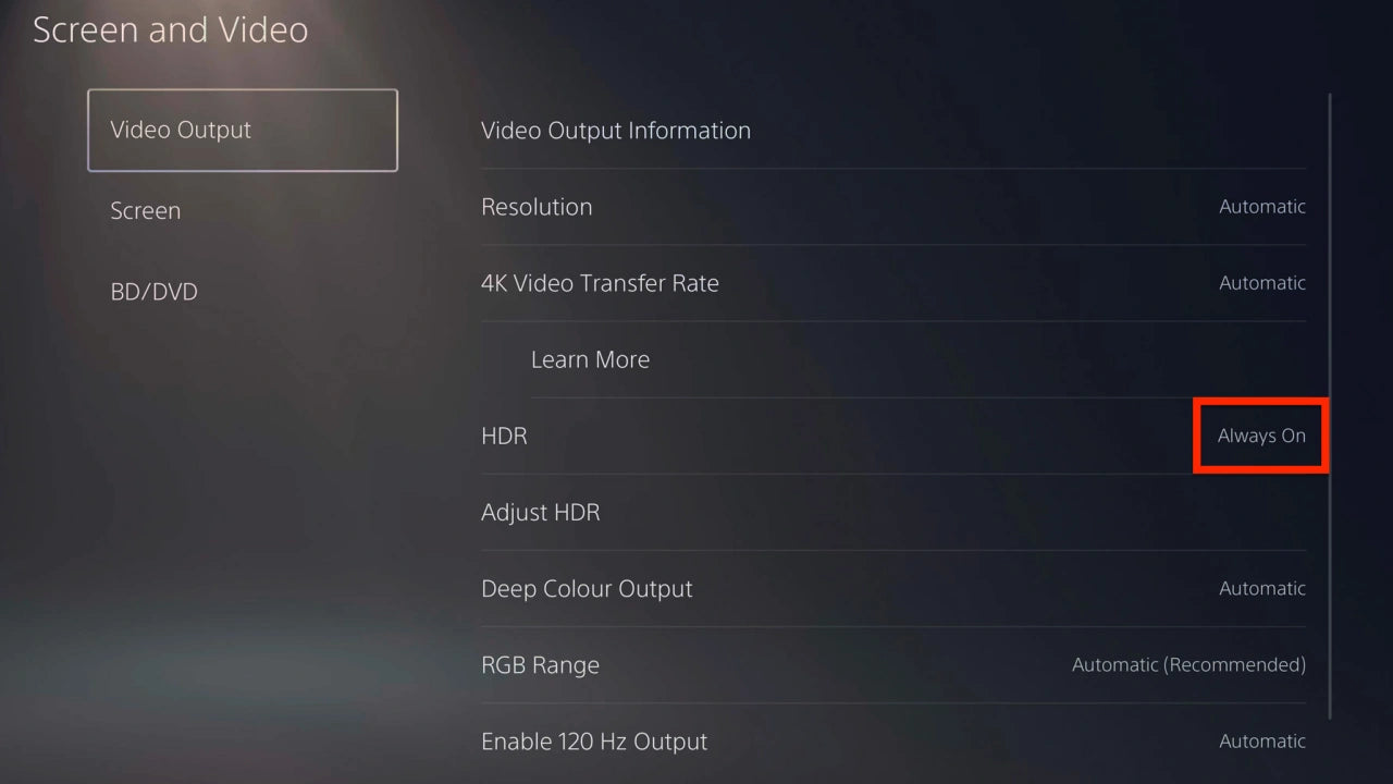 System Settings For PlayStation 5