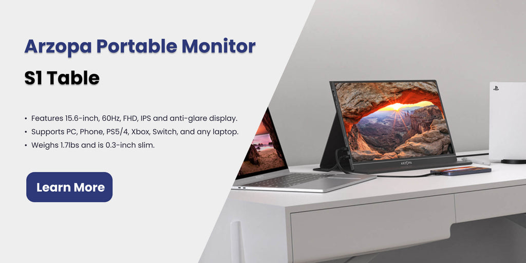 Arzopa S1 Table - 15.6'' FHD 1080P Portable Laptop Monitor