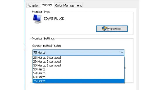 change the screen refresh rate