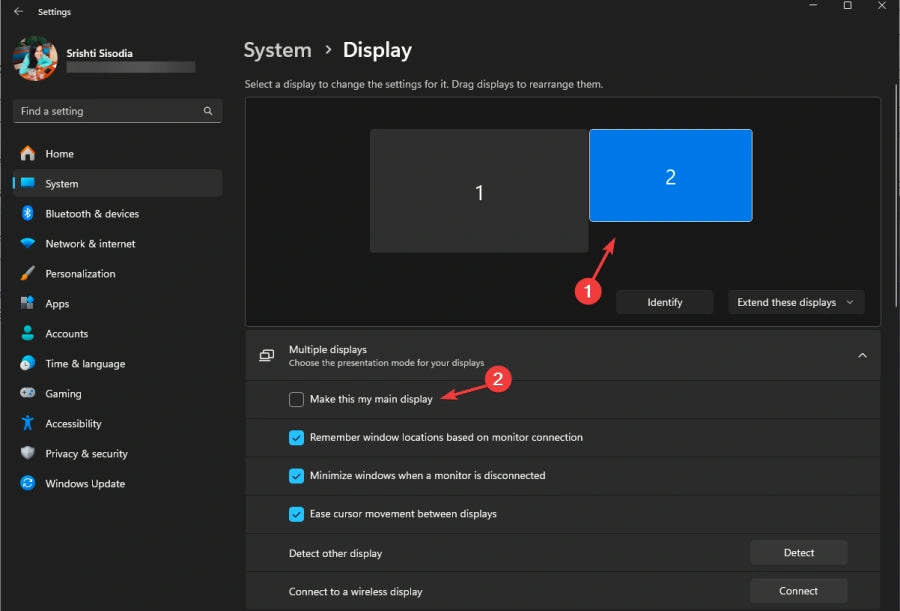 Identify and Select the Primary Monitor