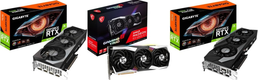 NVIDIA GeForce RTX 3070, AMD Radeon RX 6800 XT, and NVIDIA GeForce RTX 3080