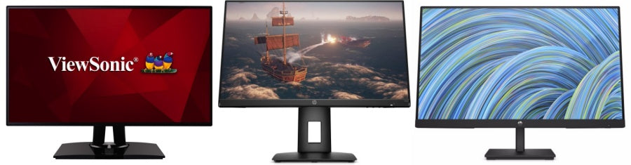 ViewSonic VP2468, HP X24ih gaming monitor, HP V24v G5 FHD monitor