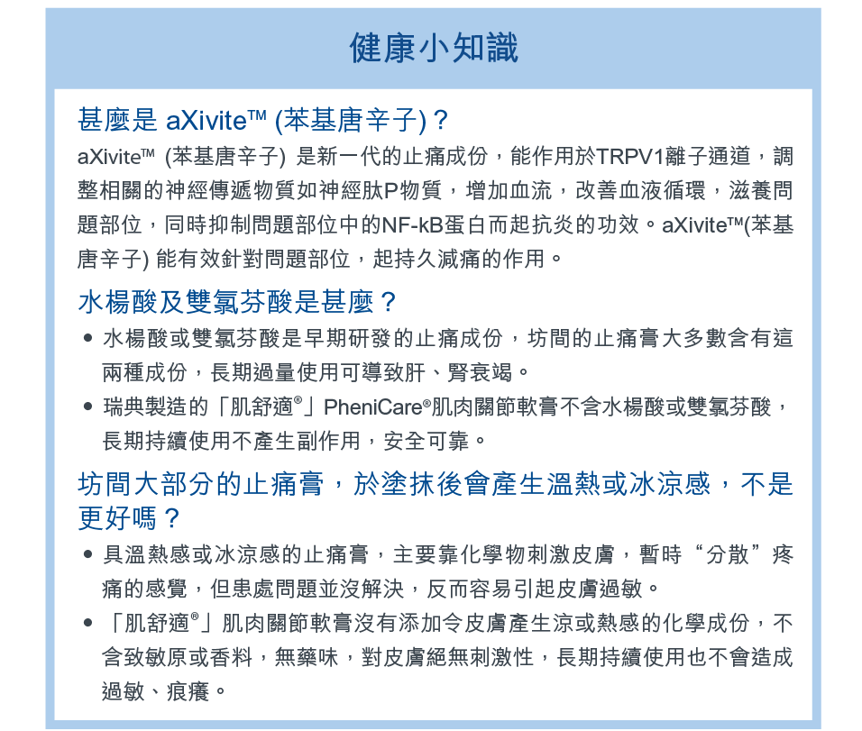 肌舒適® 肌肉關節軟膏（增強版）50毫升, PheniCare® Pain relief cream 50ml, aXimed, 挪威阿斯麥,