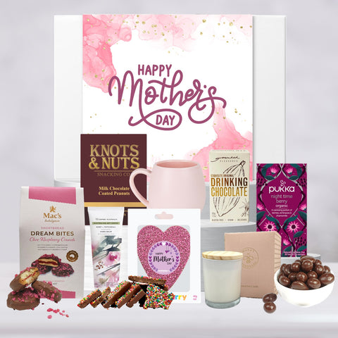 Mother's Day Gourmet Gift with Pukka Organic Night Time Berry Tea and Grounded Pleasures Exquisite Original Drinking Chocolate