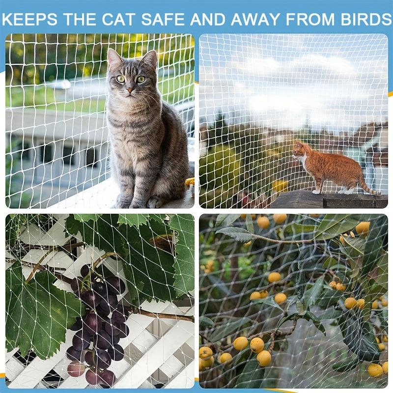 High-Quality Cat Protection Net for Balconies, Windows, and Terraces - Transparent Mesh with Fastening Rope and Accessories - Durable & Easy to Install - Suitable for Indoor and Outdoor Use