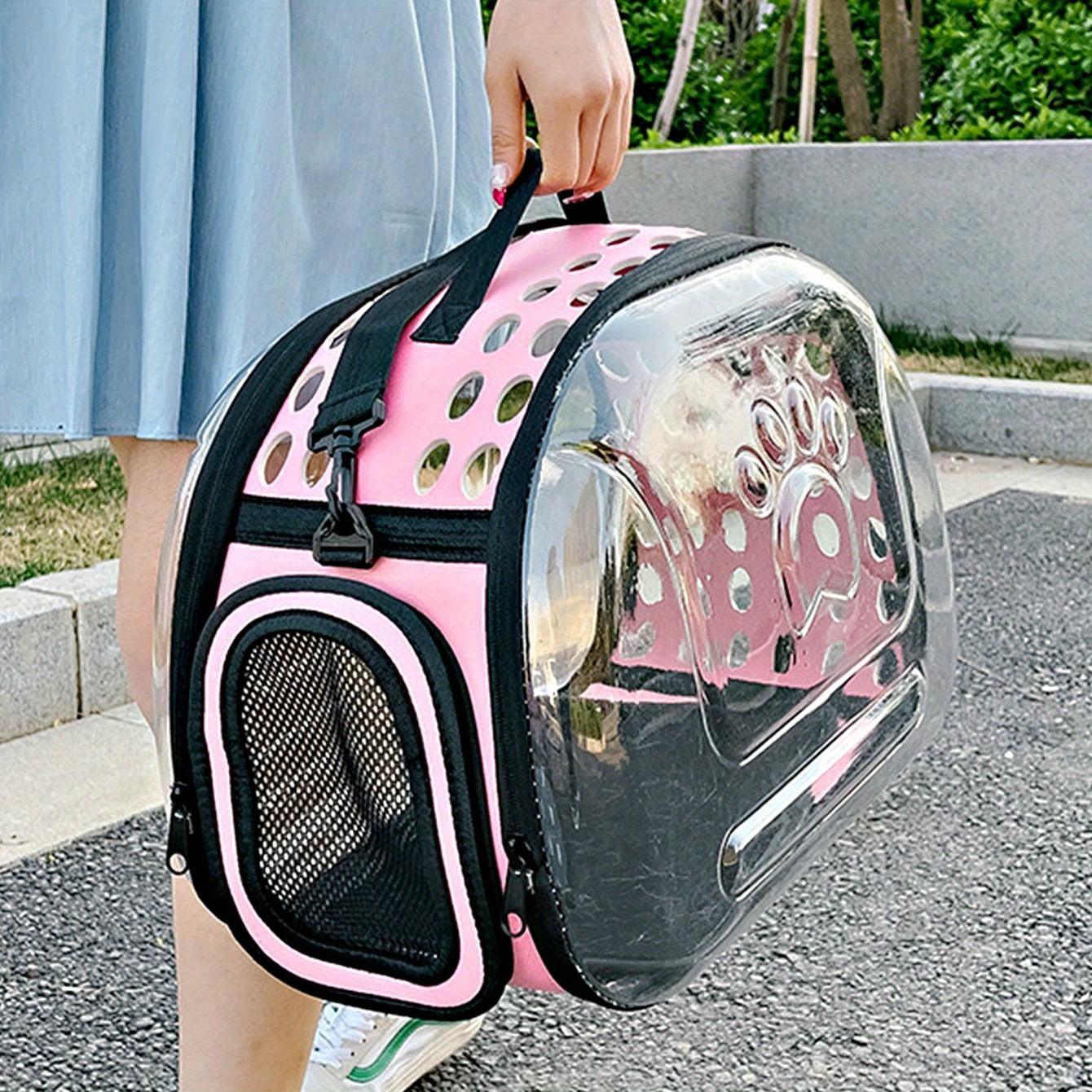 Space-Themed Transparent Cat Backpack: Compact & Portable Pet Carrier Bag, Stylish yet Secure, Foldable & Easy to Travel, Durable Polyester & Zipper Closure