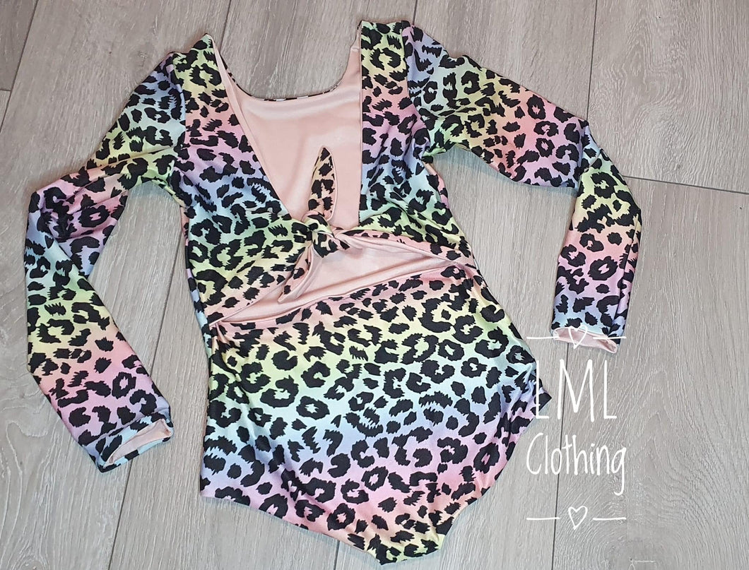 Swimming costume- rainbow leopard print- offer