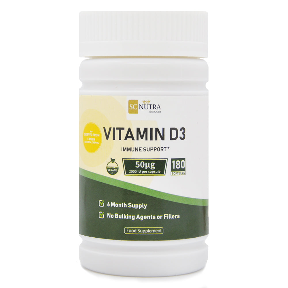 Vegan Vitamin D3 180 Softgels 2000IU / 50μg - SC Nutra product image