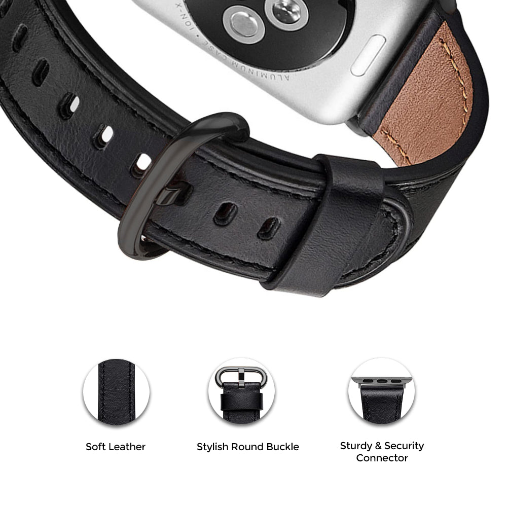 Leather Strap Compatible with Apple Watch Strap 38mm 40mm 41mm Replacement Watch Band for iWatch Strap Series 7/6/SE/5/4/3/2/1