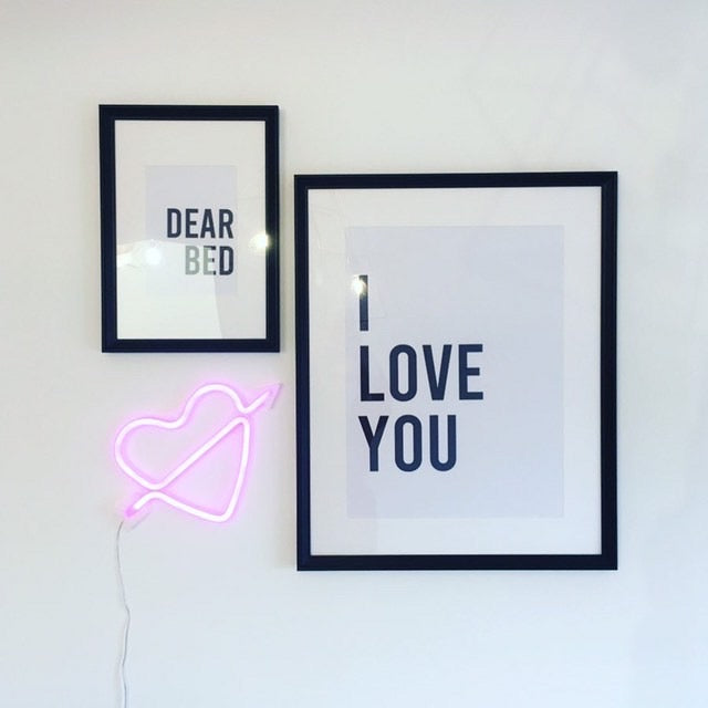 Dear Bed I Love You Black Bold Set Of 2 Bedroom Decor Wall Prints