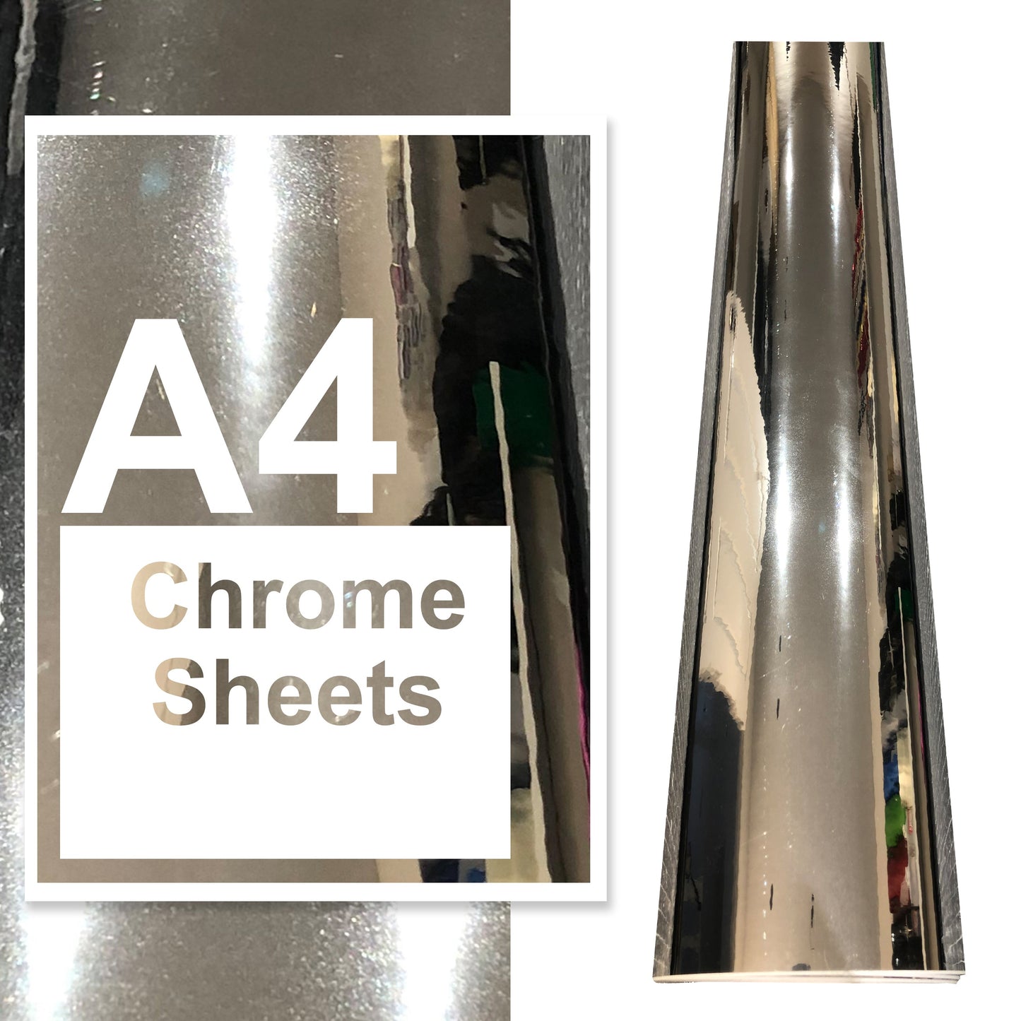 A4 A3 A2 Chrome Vinyl Sheets Silver