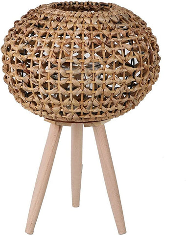 Cage Lantern Wooden Rattan Look Candle Holder Outdoor or Indoor