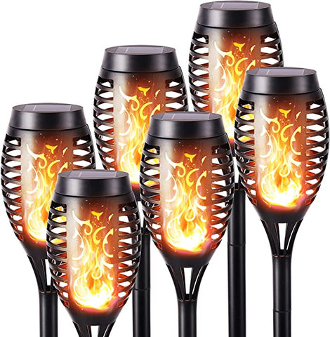 6 Pack Waterproof Solar Flickering Dancing Flame Lights