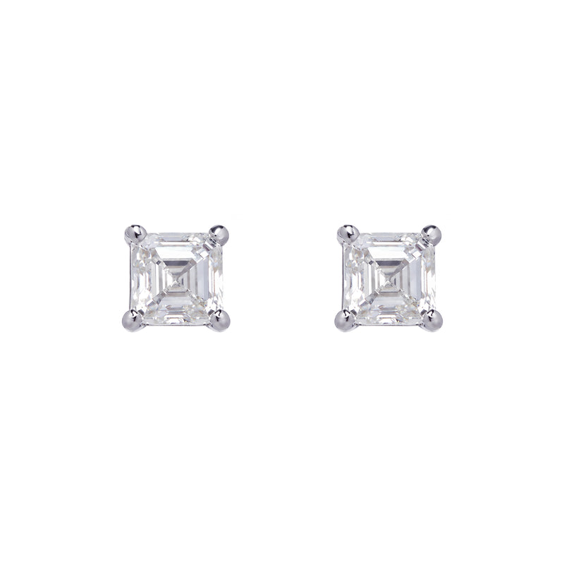 18ct White Gold Asscher-Cut Diamond Stud Earrings – Louise Sinclair