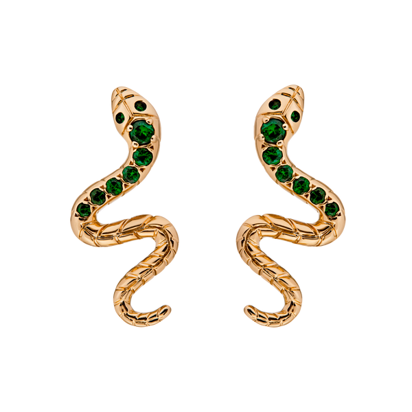 9ct Yellow Gold Snake Earrings Set with Red Spinel – Louise Sinclair