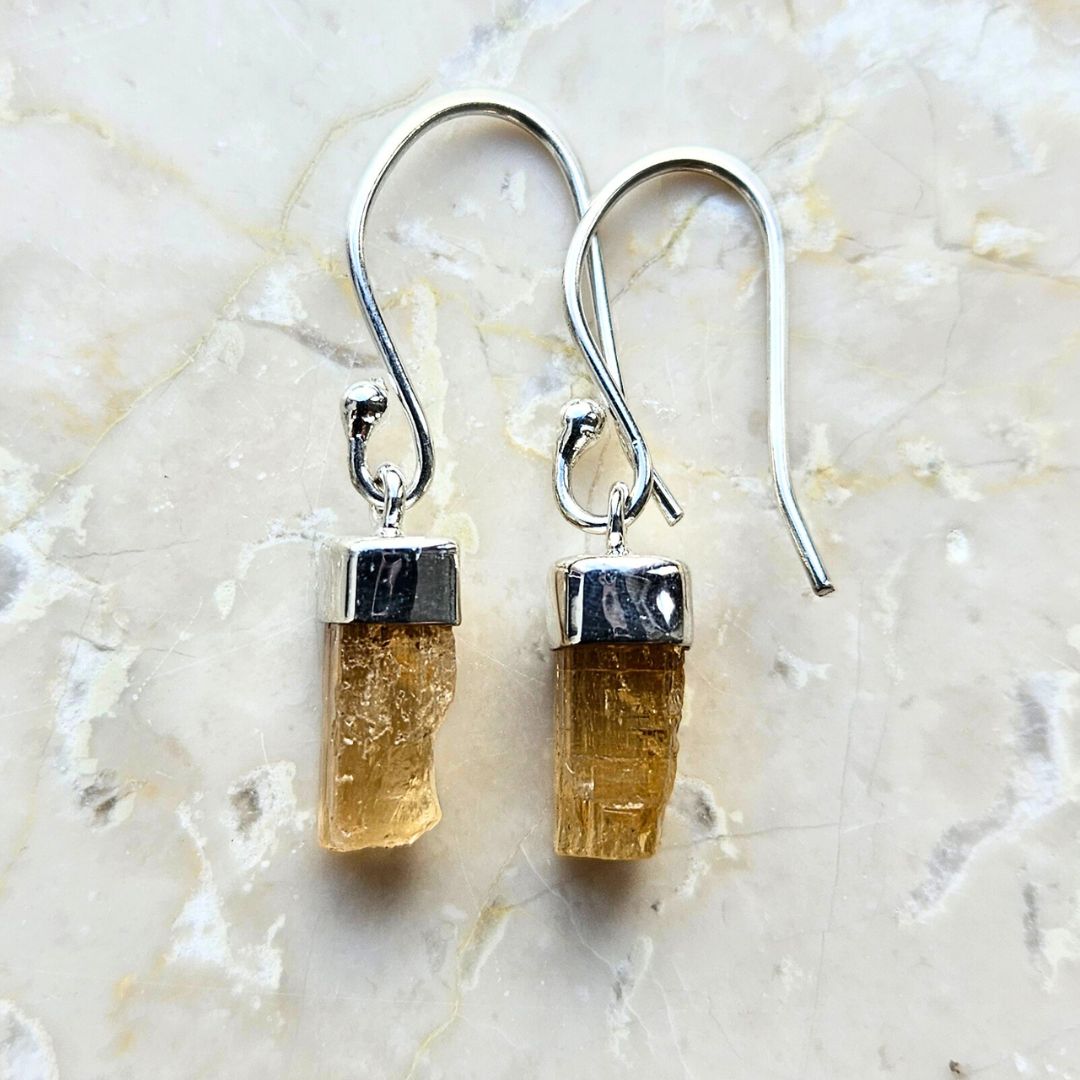 Product Image for Örhängen - Topas gul, imperial topas, råå i silverörhänge - Kristallrummet