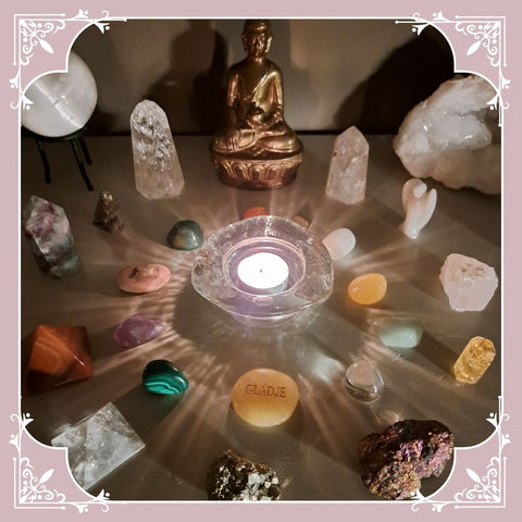 altar at home with crystals