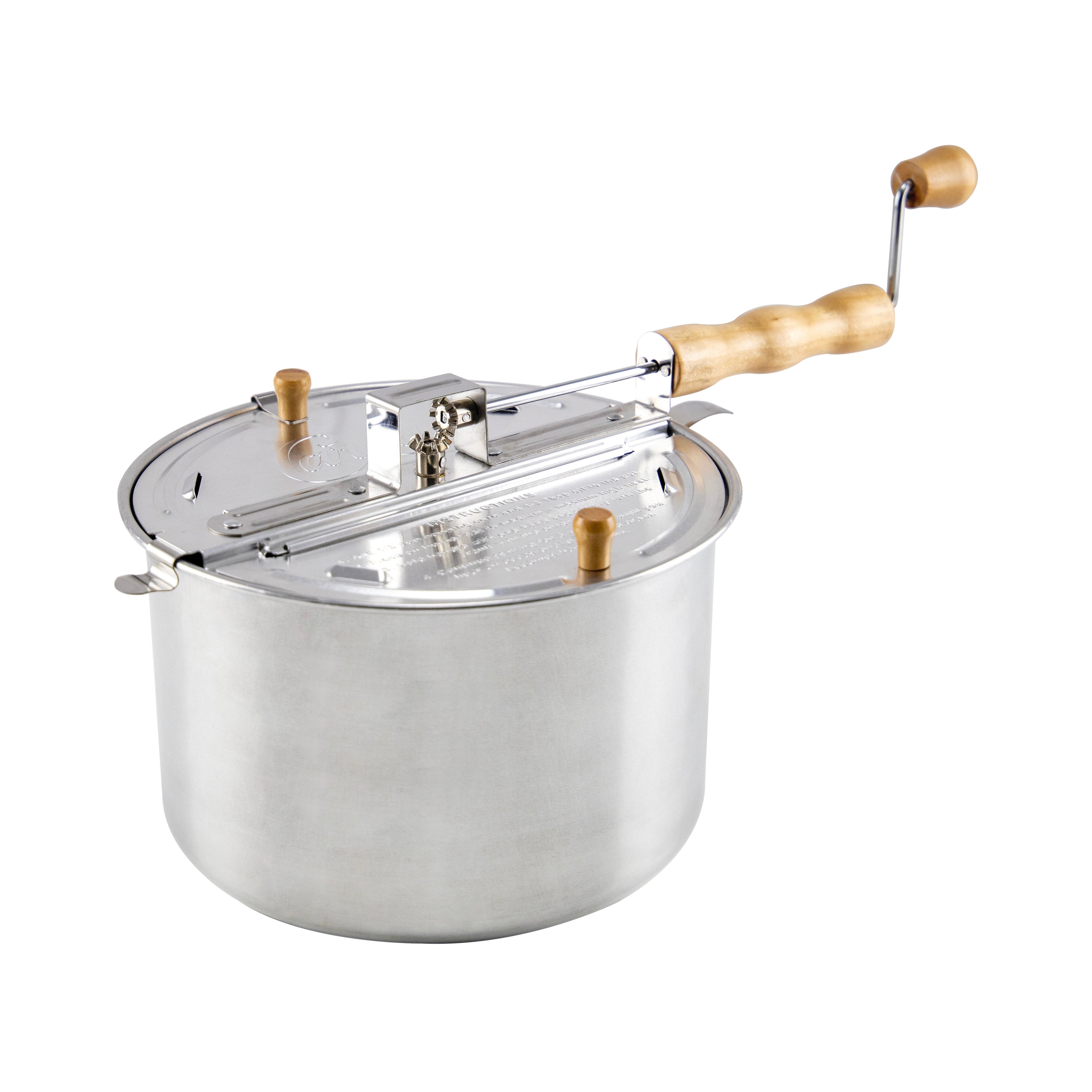 Old Fashioned Stovetop Popcorn Popper. Hand Crank SS