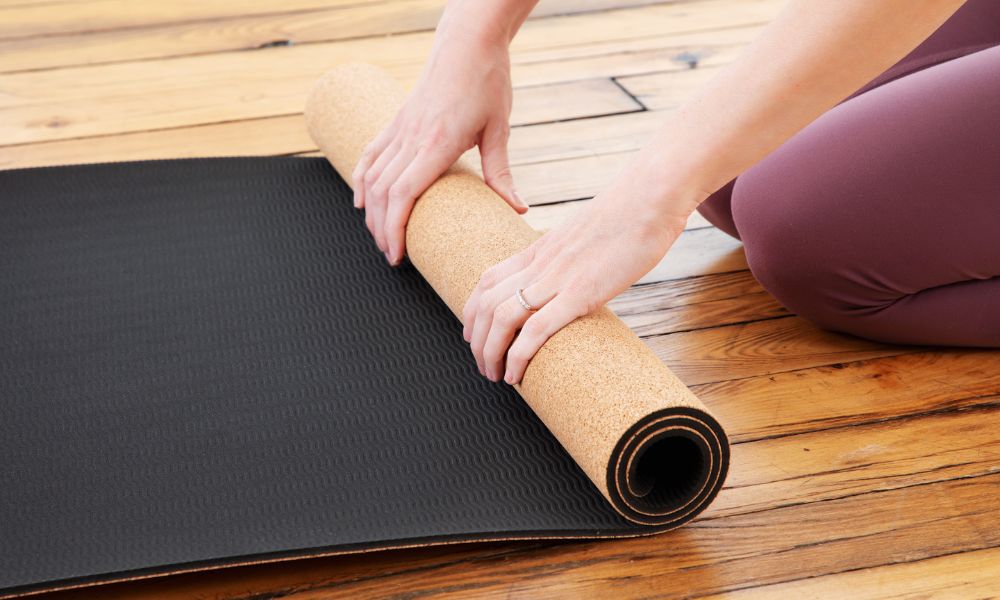 cork and rubber yoga mat