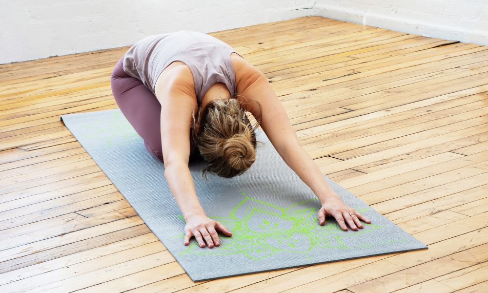 child's pose yoga stretch for working from home