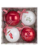 Load image into Gallery viewer, Rae Dunn “Holly Jolly” Set 4 Christmas Red and White Balls
