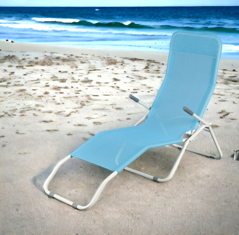 Lettino Sedia Sdraio basculante da spiaggia pieghevole senza cuscino L