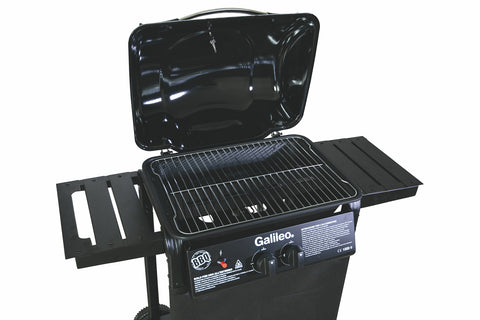 Barbecue a gas 2 bruciatori coperchio con termometro integrato struttura in metallo con ruote