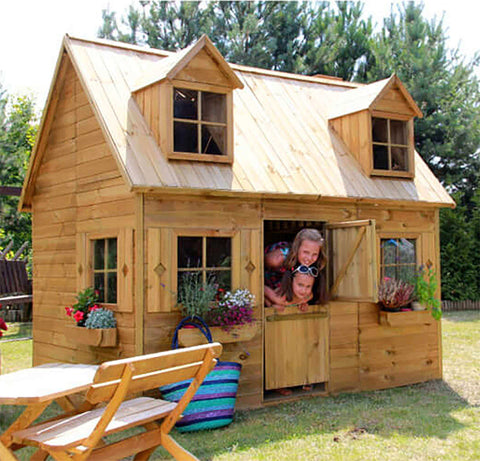 Villa grande chalet in legno per bambini a due piani con soppalco e sc
