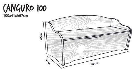 Baule Contenitore in Legno 100 cm Cassapanca con Schienale Porta