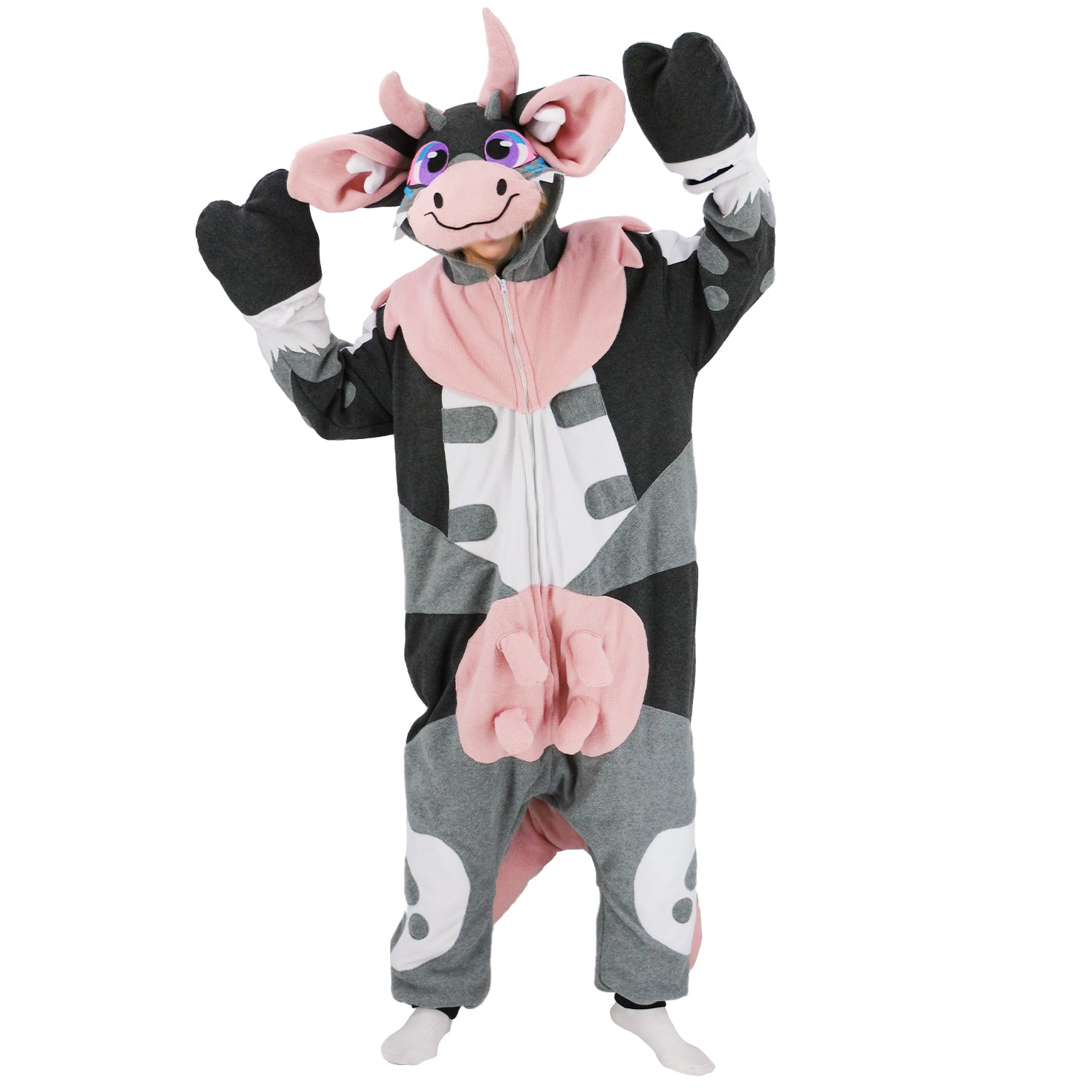 Unique Furry Cow Shark Onesie Holiday Costume Halloween Party Pajamas