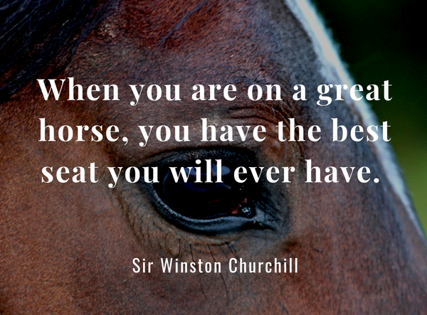 When you are on a great horse, you have the best seat you will ever have. - Sir Winston Churchill