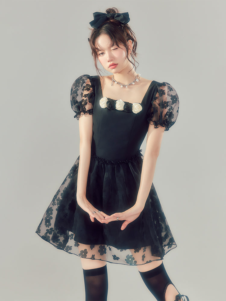 Lace Bowknot One-Piece Dress