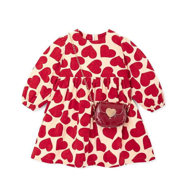 girls red heart dress