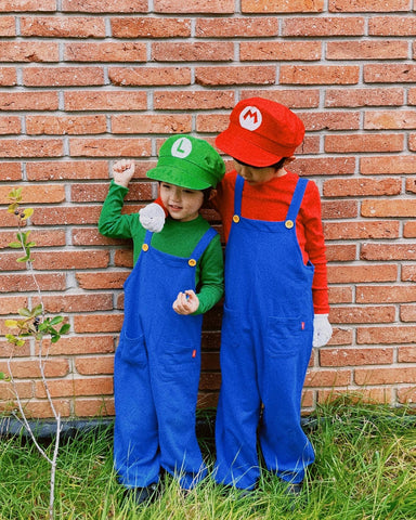 'Luigi' Overalls Top and Bottom Set (With Hat and gloves)