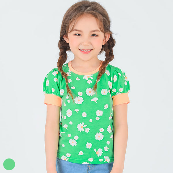 girls green flower t-shirt