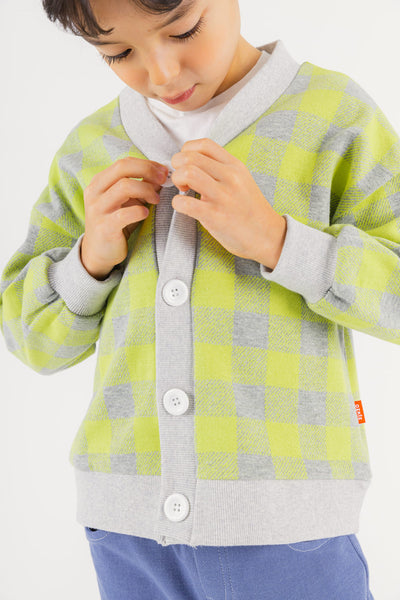 boys checkered cardigan