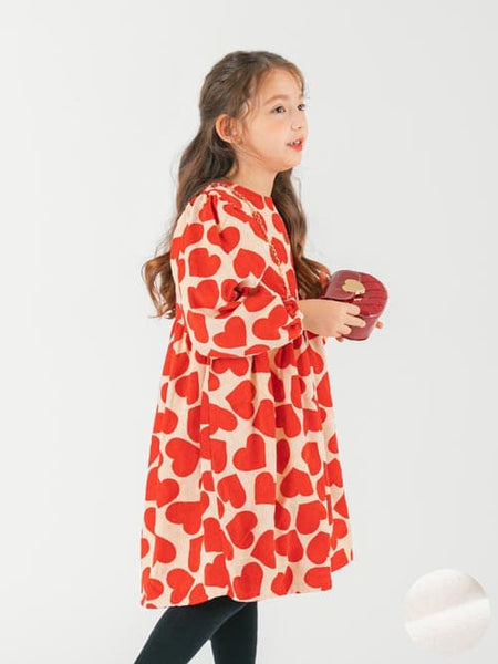 girls red heart dress