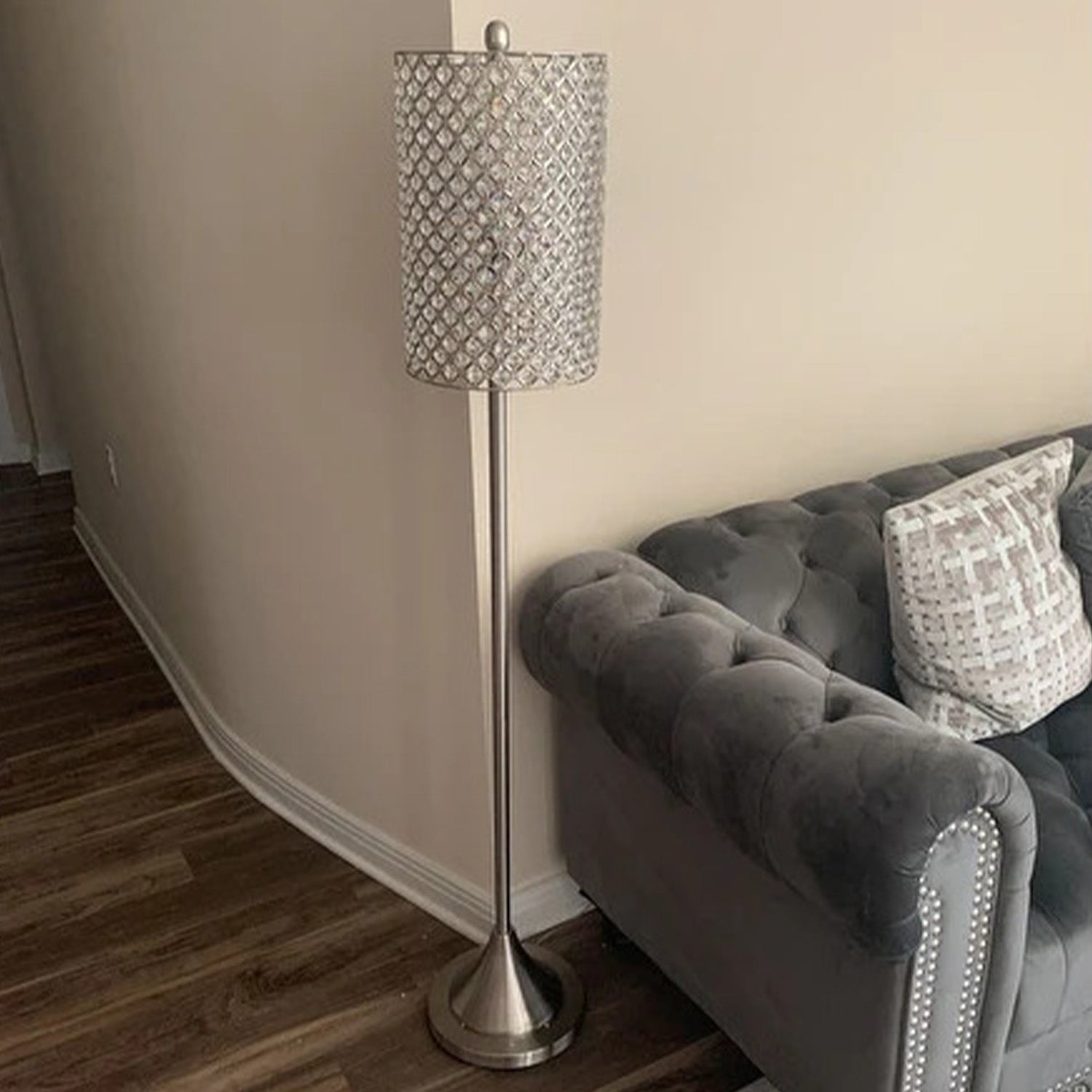 crystal bead led white floor lamp