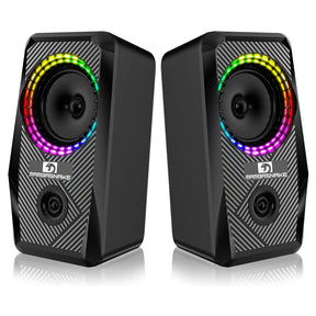 Wired RGB Computer Speakers,2.0 Channel PC Stereo Speaker with 6 Colorful LED Modes