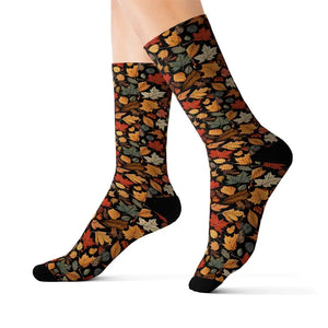 Autumn Leaves Pattern Socks for Cozy Comfort - DipaliZ