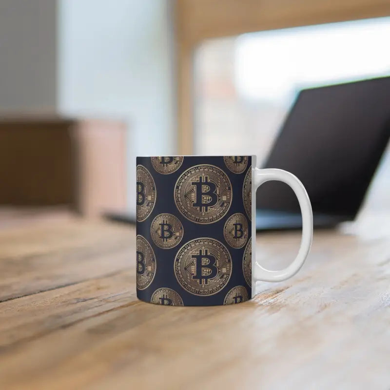 Trendy Bitcoin Pattern Durable Ceramic Mug