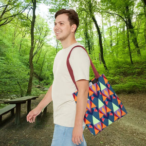 Colorful Triangles Tote Bag - 16″ × / Red