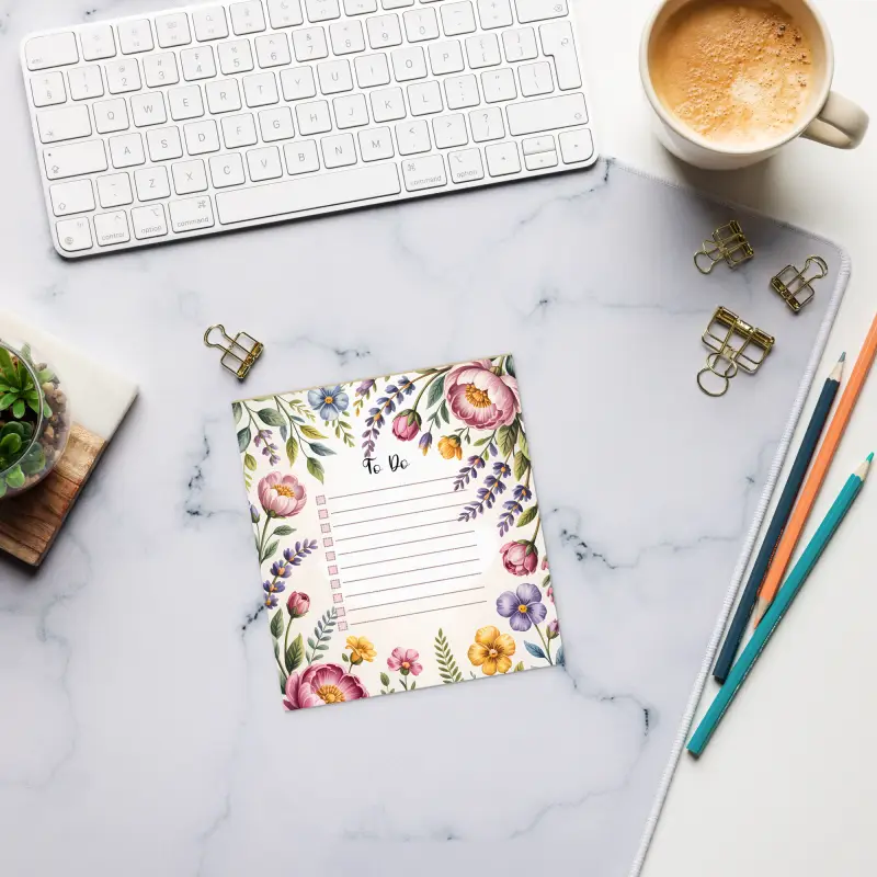 Premium Floral Border Checkboxes Notepad