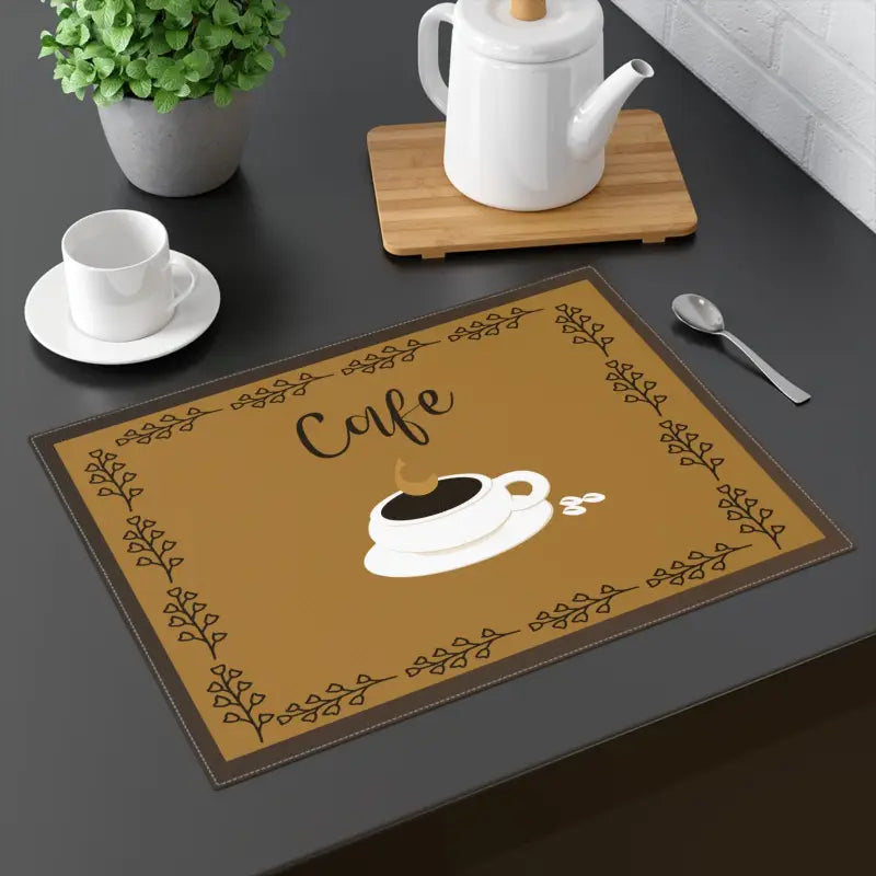 Affordable Coffee Cup Placemat with Text Cafe Design