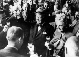 Winston Chirchill Drinking Champagne