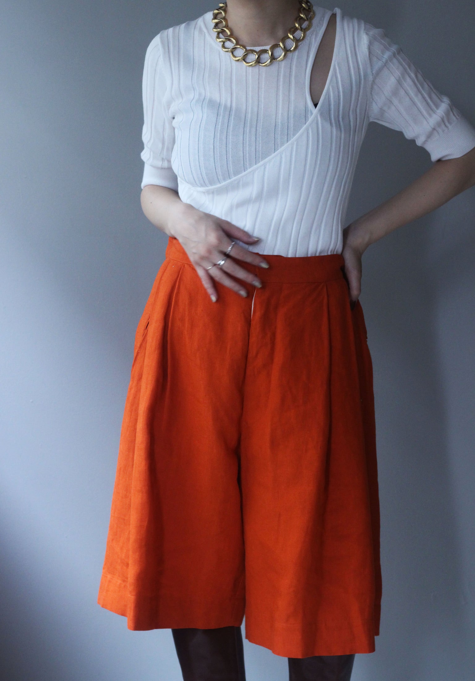 SALE】JUN MIKAMI “ linen shorts (orange) “ – lillt-store