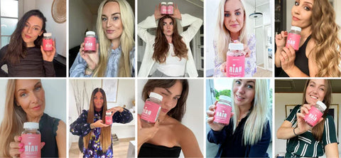 Kvinnor som använder Yuaia hårvitaminer
