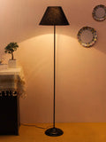 Conical Black Cotton Shade Floor Lamp with Black Base