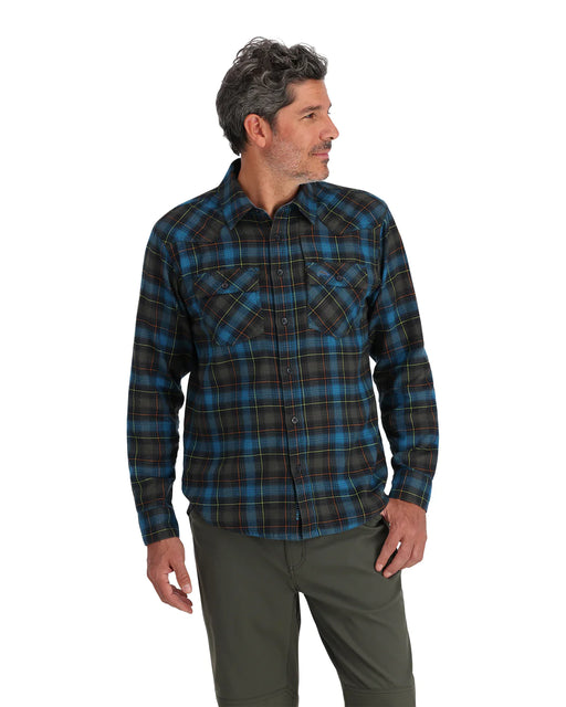 Women's Fishing Shirt Simms Santee Flannel Seafoam Camp Plaid